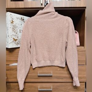 Mango Women's Pink Turtleneck sequin metallic Sweater S